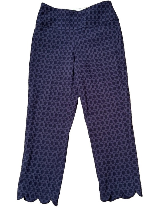 Swing Control Pants - Swing Control Crop Golf Pants Women's 4 Navy Blue Geometric Scallop Hem Stretch